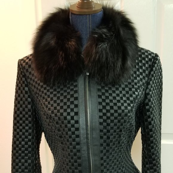 ✅#500 NWOT Black Genuine Fox Fur 1 Collar & 2 Cuffs - Picture 9 of 12